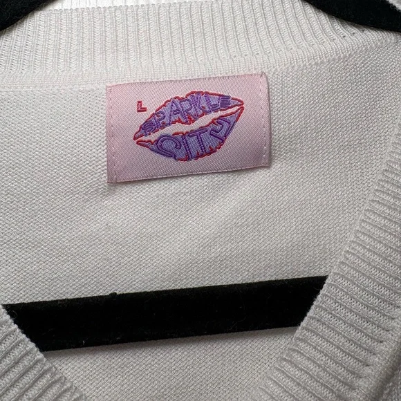 STROS Knit Sweater Houston Astros Inspired Retro Style Orange Blue V-Neck Size L - Picture 4 of 5